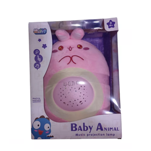 شب خواب کودک موزیکال و چراغدار طرح خرگوش صورتی Baby Animal Music Projection lamp_اسباب بازی